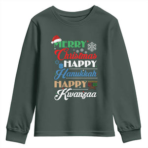 Funny Christmas Hanukkah Kwanzaa Youth Sweatshirt December Holiday Gift TS12 Dark Forest Green Print Your Wear