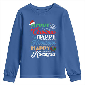 Funny Christmas Hanukkah Kwanzaa Youth Sweatshirt December Holiday Gift TS12 Royal Blue Print Your Wear
