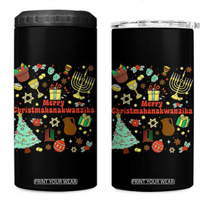 Merry Christmahanakwanzika 4 in 1 Can Cooler Tumbler Funny Winter Holiday Gift TS12 One Size: 16 oz Black Print Your Wear