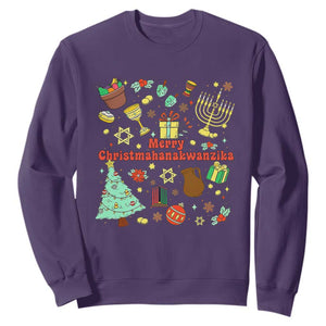 Merry Christmahanakwanzika Sweatshirt Funny Winter Holiday Gift TS12 Purple Print Your Wear