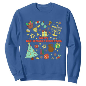 Merry Christmahanakwanzika Sweatshirt Funny Winter Holiday Gift TS12 Royal Blue Print Your Wear