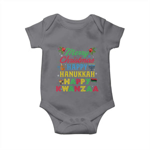 Merry Christmas Hanukkah Kwanzaa Baby Onesie Funny Holiday Gift TS12 Charcoal Print Your Wear