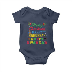 Merry Christmas Hanukkah Kwanzaa Baby Onesie Funny Holiday Gift TS12 Navy Print Your Wear