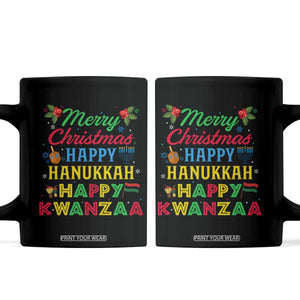 Merry Christmas Hanukkah Kwanzaa Coffee Mug Funny Holiday Gift TS12 Black Print Your Wear