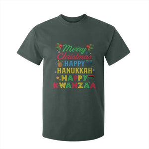 Merry Christmas Hanukkah Kwanzaa T Shirt For Kid Funny Holiday Gift TS12 Dark Forest Green Print Your Wear