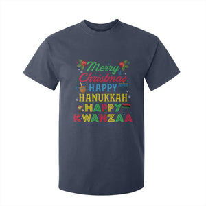 Merry Christmas Hanukkah Kwanzaa T Shirt For Kid Funny Holiday Gift TS12 Navy Print Your Wear