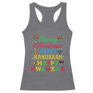 Merry Christmas Hanukkah Kwanzaa Racerback Tank Top Funny Holiday Gift TS12 Charcoal Print Your Wear