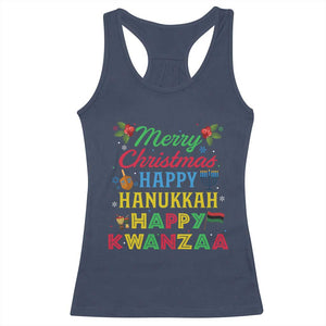 Merry Christmas Hanukkah Kwanzaa Racerback Tank Top Funny Holiday Gift TS12 Navy Print Your Wear