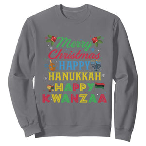 Merry Christmas Hanukkah Kwanzaa Sweatshirt Funny Holiday Gift TS12 Charcoal Print Your Wear