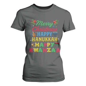 Merry Christmas Hanukkah Kwanzaa T Shirt For Women Funny Holiday Gift TS12 Dark Heather Print Your Wear