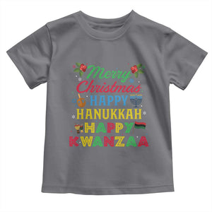 Merry Christmas Hanukkah Kwanzaa Toddler T Shirt Funny Holiday Gift TS12 Charcoal Print Your Wear
