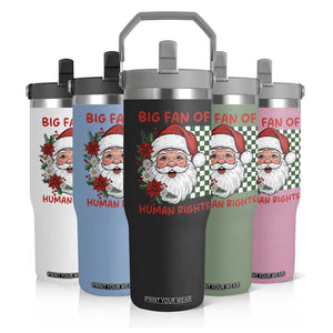 Christmas Cute Santa Big Fan Of Human Rights Gift Flip Straw Tumbler - Print Your Wear