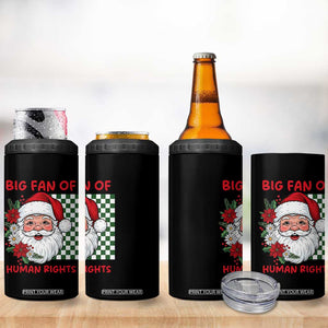 Christmas Cute Santa Big Fan Of Human Rights Gift 4 in 1 Can Cooler Tumbler - Print Your Wear