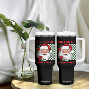 Christmas Cute Santa Big Fan Of Human Rights Gift Tumbler With Handle - Print Your Wear