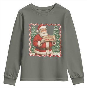 Christmas Gift For Big Fans Of Human Rights And Activism Youth Sweatshirt TS12 Military Green Print Your Wear