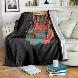 Cute Santa Cat Big Fan Of Human Rights Throw Blanket Christmas Supporters TS12 Print Your Wear