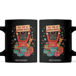 Cute Santa Cat Big Fan Of Human Rights Coffee Mug Christmas Supporters TS12 Black Print Your Wear