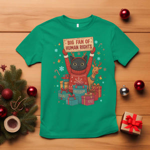 Cute Santa Cat Big Fan Of Human Rights T Shirt Christmas Supporters TS12 Irish Green Print Your Wear
