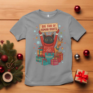 Cute Santa Cat Big Fan Of Human Rights T Shirt Christmas Supporters TS12 Sport Gray Print Your Wear