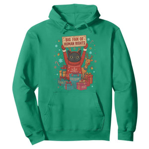 Cute Santa Cat Big Fan Of Human Rights Hoodie Christmas Supporters TS12 Irish Green Print Your Wear