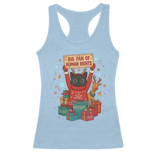 Cute Santa Cat Big Fan Of Human Rights Racerback Tank Top Christmas Supporters TS12 Light Blue Print Your Wear