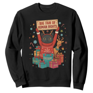 Cute Santa Cat Big Fan Of Human Rights Sweatshirt Christmas Supporters TS12 Black Print Your Wear