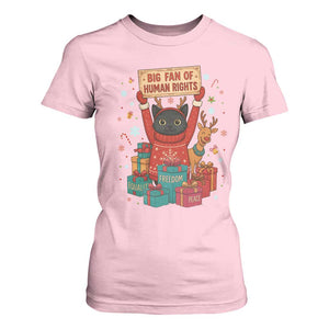 Cute Santa Cat Big Fan Of Human Rights T Shirt For Women Christmas Supporters TS12 Light Pink Print Your Wear