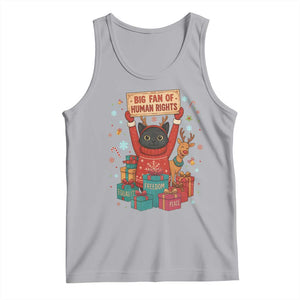 Cute Santa Cat Big Fan Of Human Rights Tank Top Christmas Supporters TS12 Athletic Heather Print Your Wear