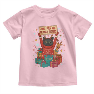Cute Santa Cat Big Fan Of Human Rights Toddler T Shirt Christmas Supporters TS12 Light Pink Print Your Wear