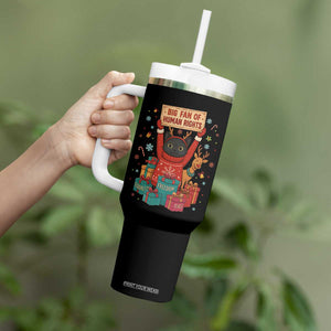 Cute Santa Cat Big Fan Of Human Rights Tumbler With Handle Christmas Supporters TS12 Print Your Wear