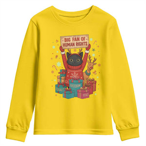 Cute Santa Cat Big Fan Of Human Rights Youth Sweatshirt Christmas Supporters TS12 Daisy Print Your Wear