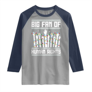 Big Fan Of Human Rights Equality Supporters Raglan Shirt Christmas Gift TS12 Sport Gray Navy Print Your Wear