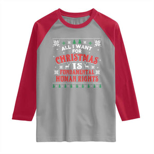 Christmas Gift For Fundamental Human Rights Supporters Raglan Shirt TS12 Sport Gray Red Print Your Wear