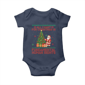 All I Want For Christmas Is Fundamental Human Rights Baby Onesie Equality Activist Gift TS12 Navy Print Your Wear