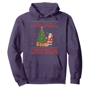 All I Want For Christmas Is Fundamental Human Rights Hoodie Equality Activist Gift TS12 Purple Print Your Wear
