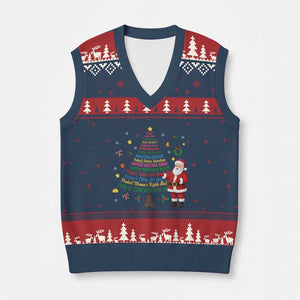 Pro Democracy Activist Xmas Tree V-Neck Knit Sweater Vest Human Rights Xmas Gift TS12 Navy Red Print Your Wear