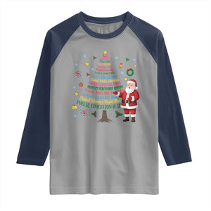Pro Democracy Activist Christmas Tree Raglan Shirt Human Rights Xmas Gift TS12 Sport Gray Navy Print Your Wear