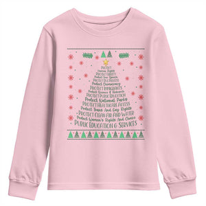 Ugly Activist Christmas Tree Youth Sweatshirt Human Rights Xmas Gift TS12 Light Pink Print Your Wear