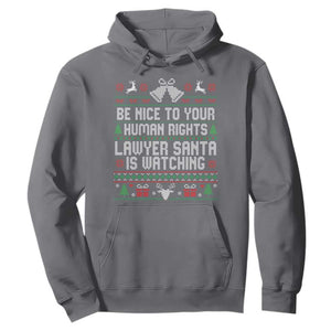 Christmas Ugly Gift Hoodie Funny Human Rights Lawyer Santa Is Watching TS12 Charcoal Print Your Wear