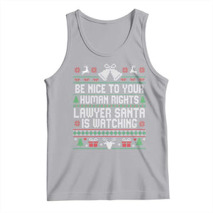 Christmas Ugly Gift Tank Top Funny Human Rights Lawyer Santa Is Watching TS12 Athletic Heather Print Your Wear
