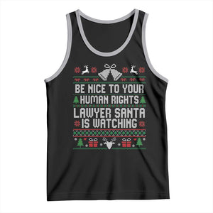 Christmas Ugly Gift Tank Top Funny Human Rights Lawyer Santa Is Watching TS12 Black Athletic Heather Print Your Wear