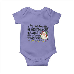 Funny Human Rights Lawyer Christmas Santa Is Watching Gift Baby Onesie TS12 Violet Print Your Wear