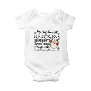 Funny Human Rights Lawyer Christmas Santa Is Watching Gift Baby Onesie TS12 White Print Your Wear