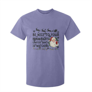 Funny Human Rights Lawyer Christmas Santa Is Watching Gift T Shirt For Kid TS12 Violet Print Your Wear
