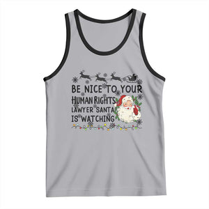 Funny Human Rights Lawyer Christmas Santa Is Watching Gift Tank Top TS12 Athletic Heather Black Print Your Wear