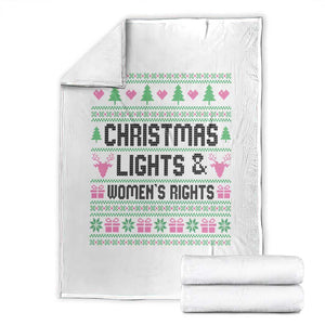 Christmas Lights And Womens Rights Throw Blanket Equality Feminist Gift TS12 White Print Your Wear
