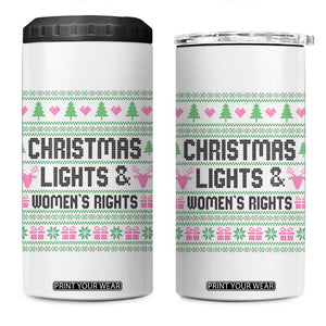 Christmas Lights And Womens Rights 4 in 1 Can Cooler Tumbler Equality Feminist Gift TS12 One Size: 16 oz White Print Your Wear