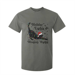 Sexy Cat Holiday Lights Womens Rights Supporter T Shirt For Kid Christmas Feminist Gift TS12 Military Green Print Your Wear