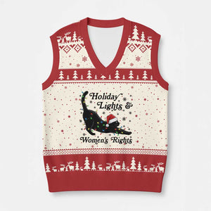 Sexy Cat Holiday Lights Womens Rights Supporter V-Neck Knit Sweater Vest Xmas Feminist Gift TS12 Beige Red Print Your Wear