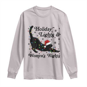 Sexy Cat Holiday Lights Womens Rights Supporter Long Sleeve Shirt Christmas Feminist Gift TS12 Ice Gray Print Your Wear